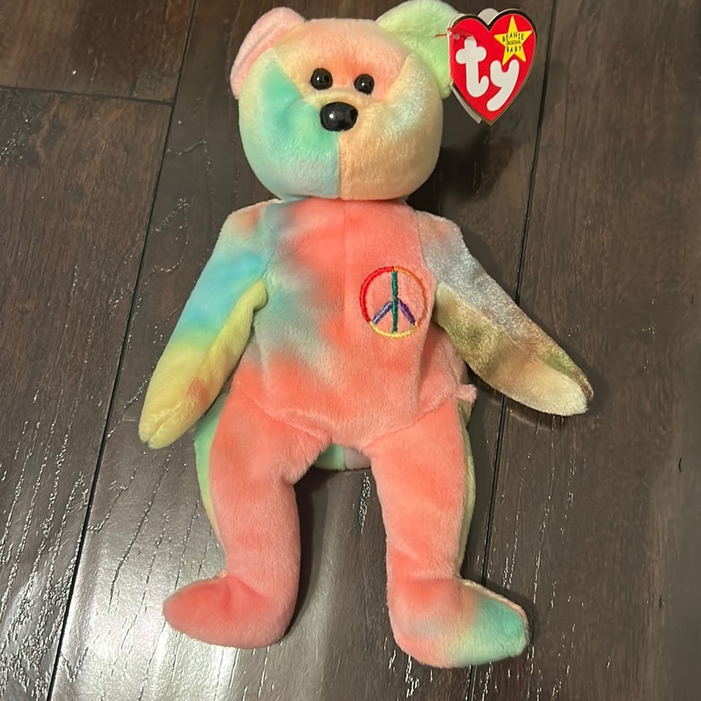 Rare TY Beanie Baby Peace Bear 1996